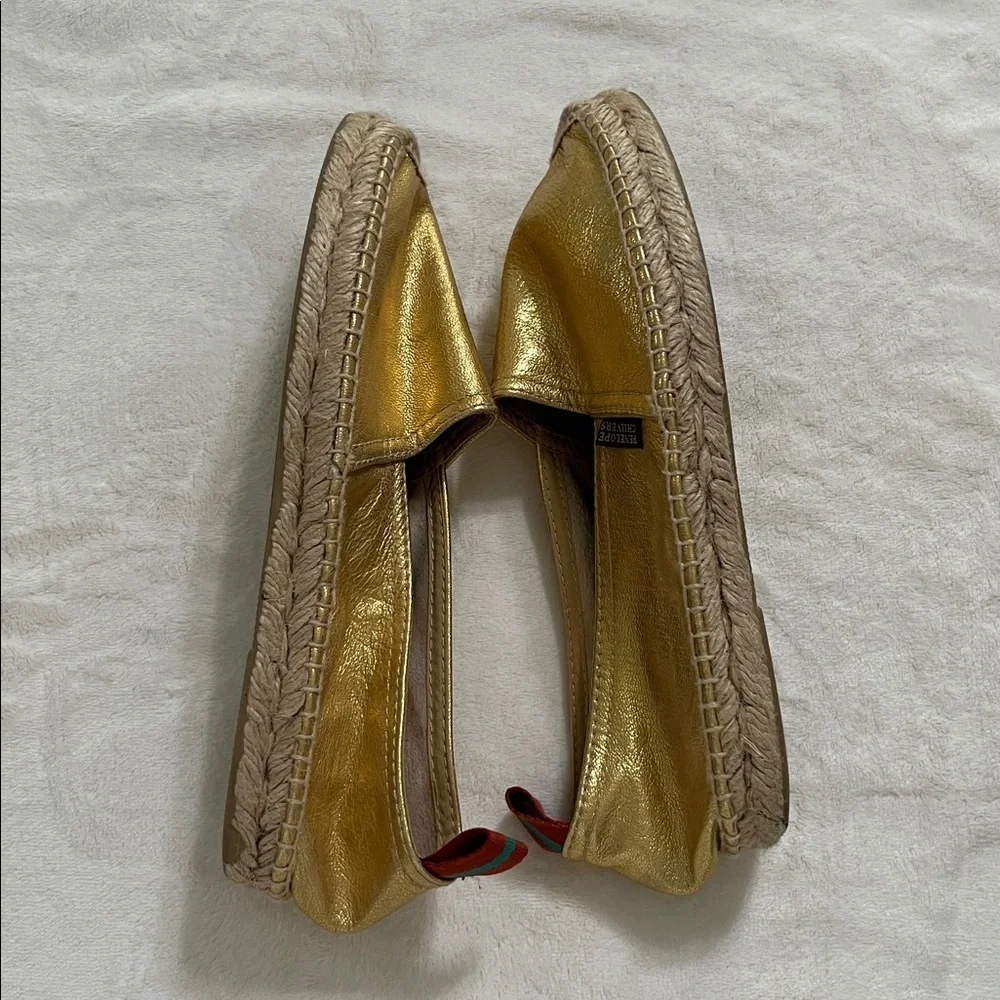 Penelope Chilvers Gold Espadrille Slip-Ons